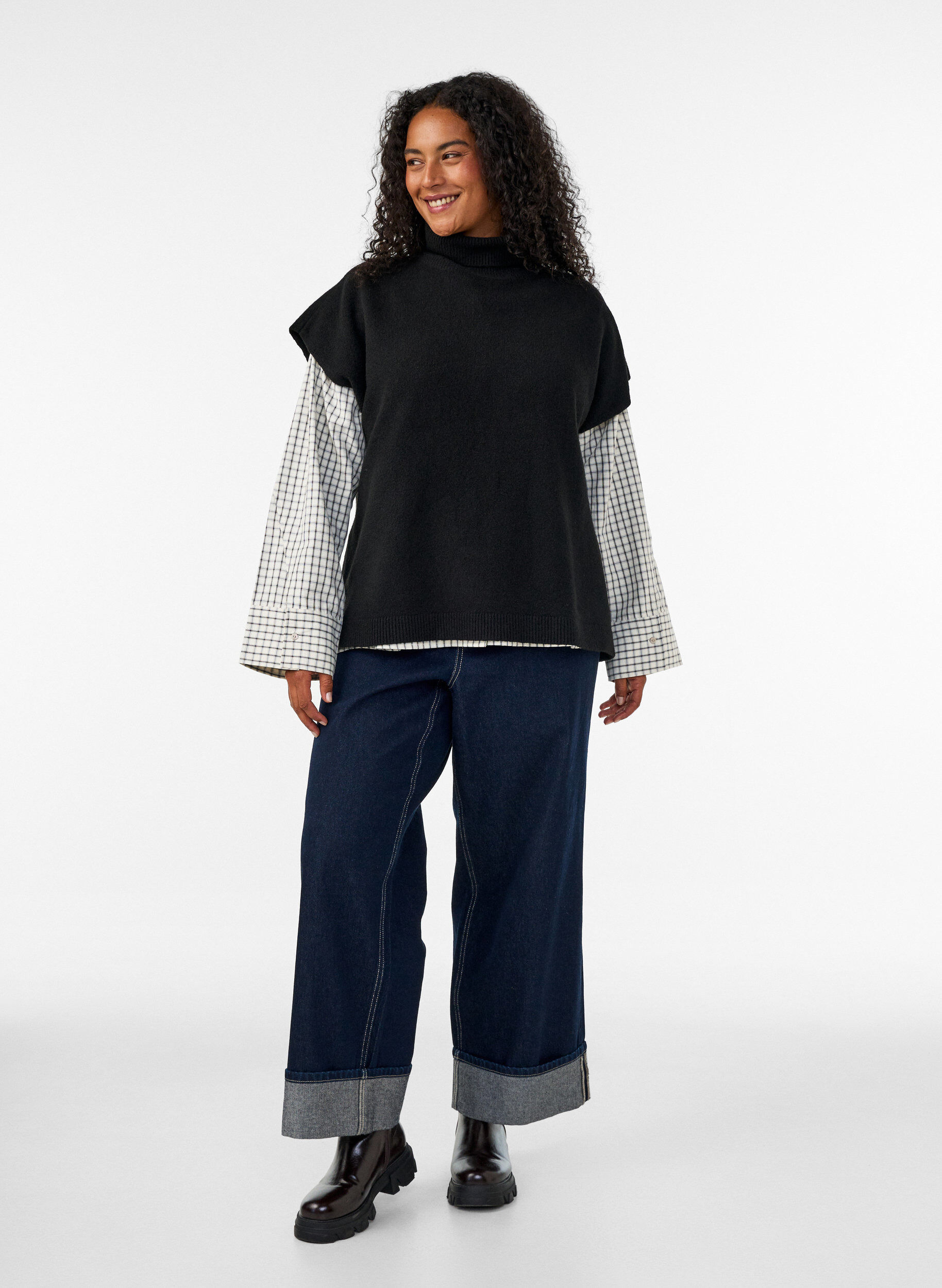 ZizziNeuleliivi korkealla poolokauluksella, Musta, Model image number 1