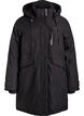Vett&auml;hylkiv&auml; parka hupulla ja k&auml;yt&auml;nn&ouml;llisill&auml; yksityiskohdilla, Musta, Packshot image number 0
