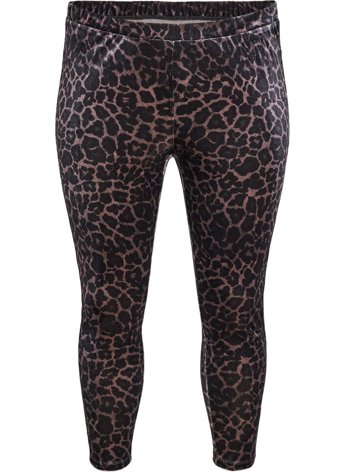 Leopardikuviolliset velourleggingsit, Ruskea, Packshot
