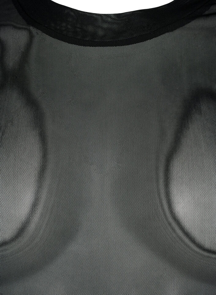 Yksivärinen mesh-pusero, Musta, Packshot image number 2