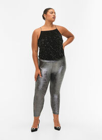 Hopeanväriset leggingsit korkealla vyötäröllä, Dark Silver, Model