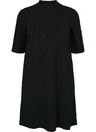 Kuvioitu mekko glitterillä ja lyhyillä hihoilla, Black/Black Lurex