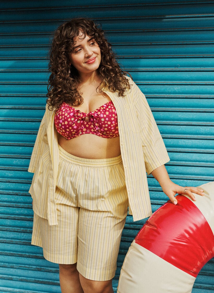 Raidallinen pusero rento istuvuus, Keltainen, Image image number 0