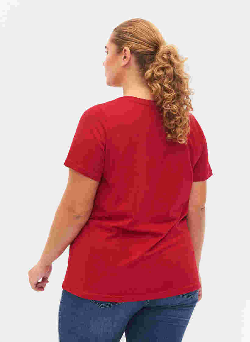Jouluinen t-paita puuvillasta, Tango Red Reindeer, Model image number 1