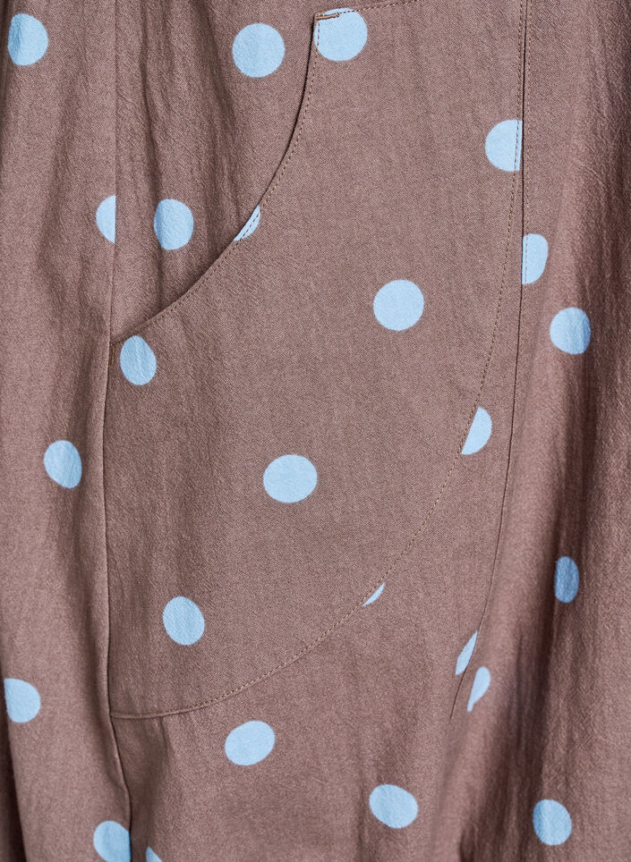 Lyhythihainen painokuvioitu puuvillamekko, Sininen, Packshot image number 3