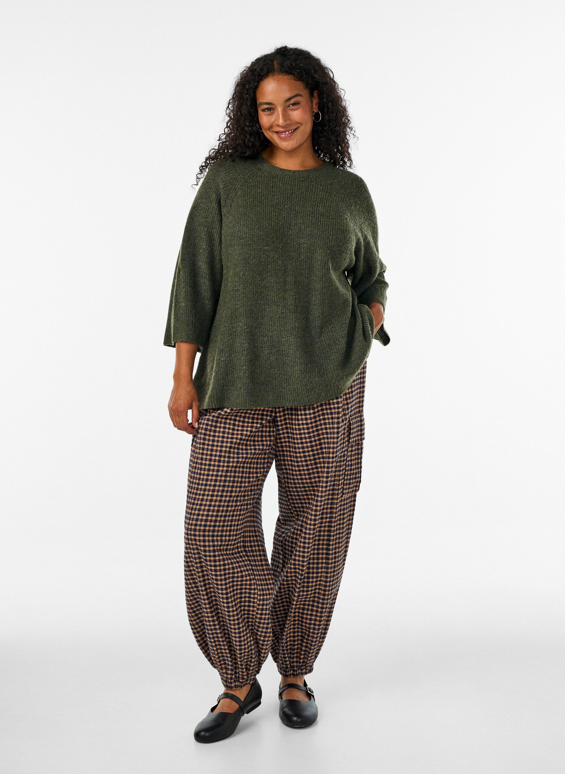 ZizziRibattu neule, 3/4-hihat, Vihre&auml;, Model image number 1