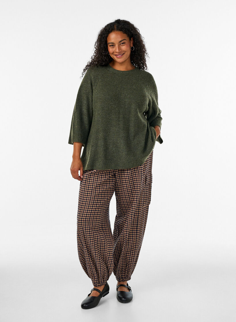 Ribattu neule, 3/4-hihat, Vihre&auml;, Model image number 1