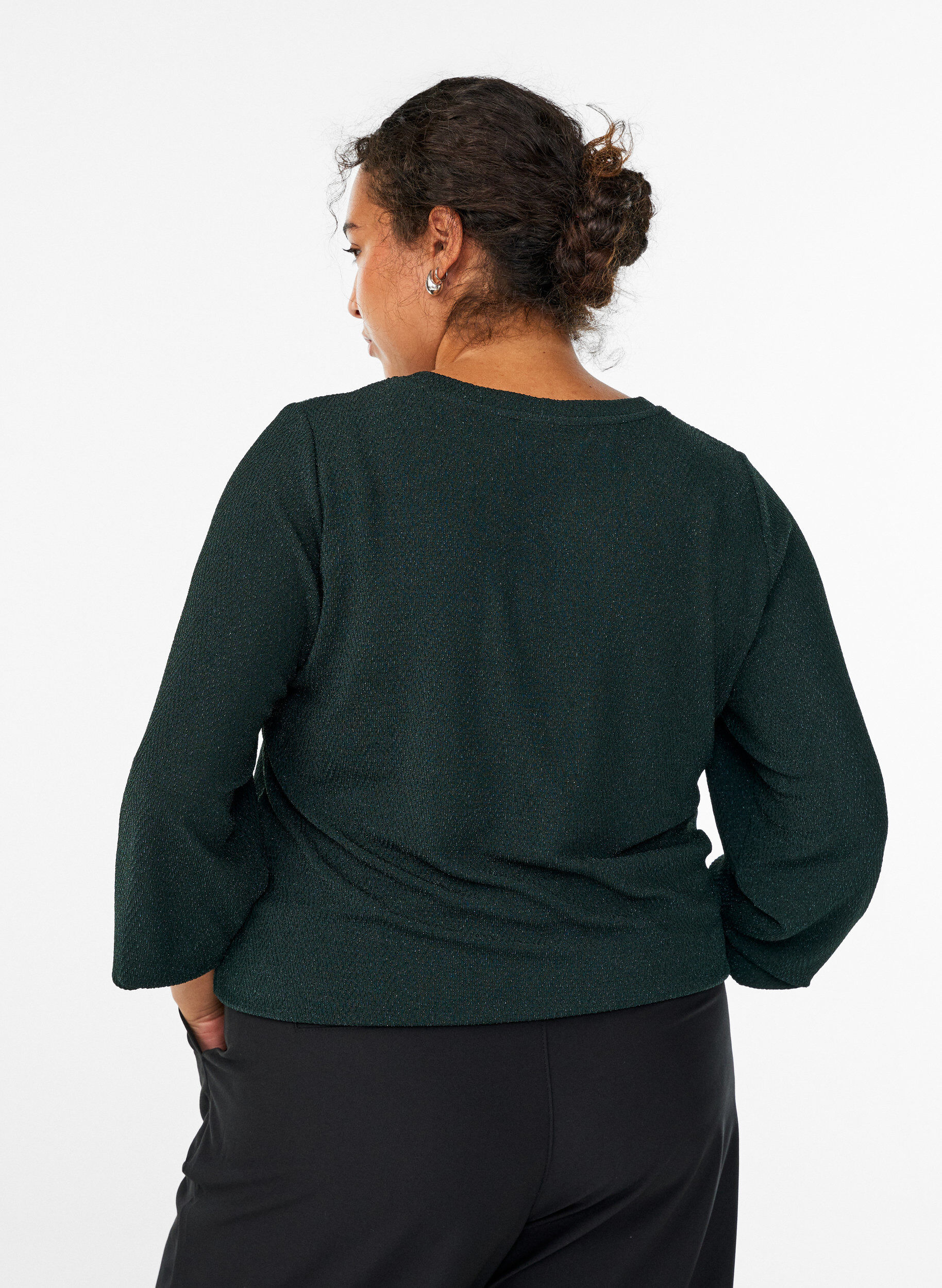 ZizziPusero, jossa kalanruotokuvio ja kimallelanka, Vihre&auml;, Model image number 2