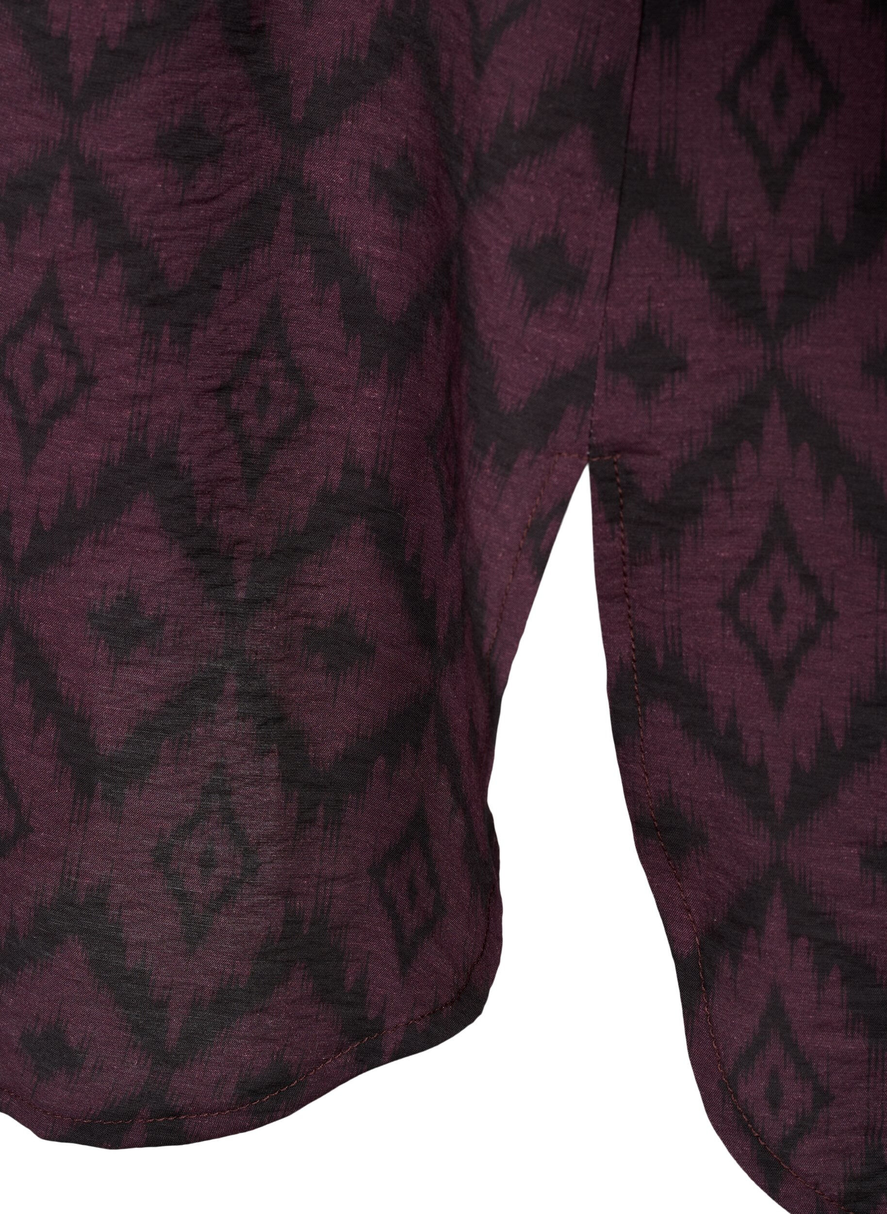 Zizzi Pitk&auml; viskoosipaita kuviolla ja r&ouml;yhel&ouml;ill&auml;, Winetasting w. Black, Packshot image number 3