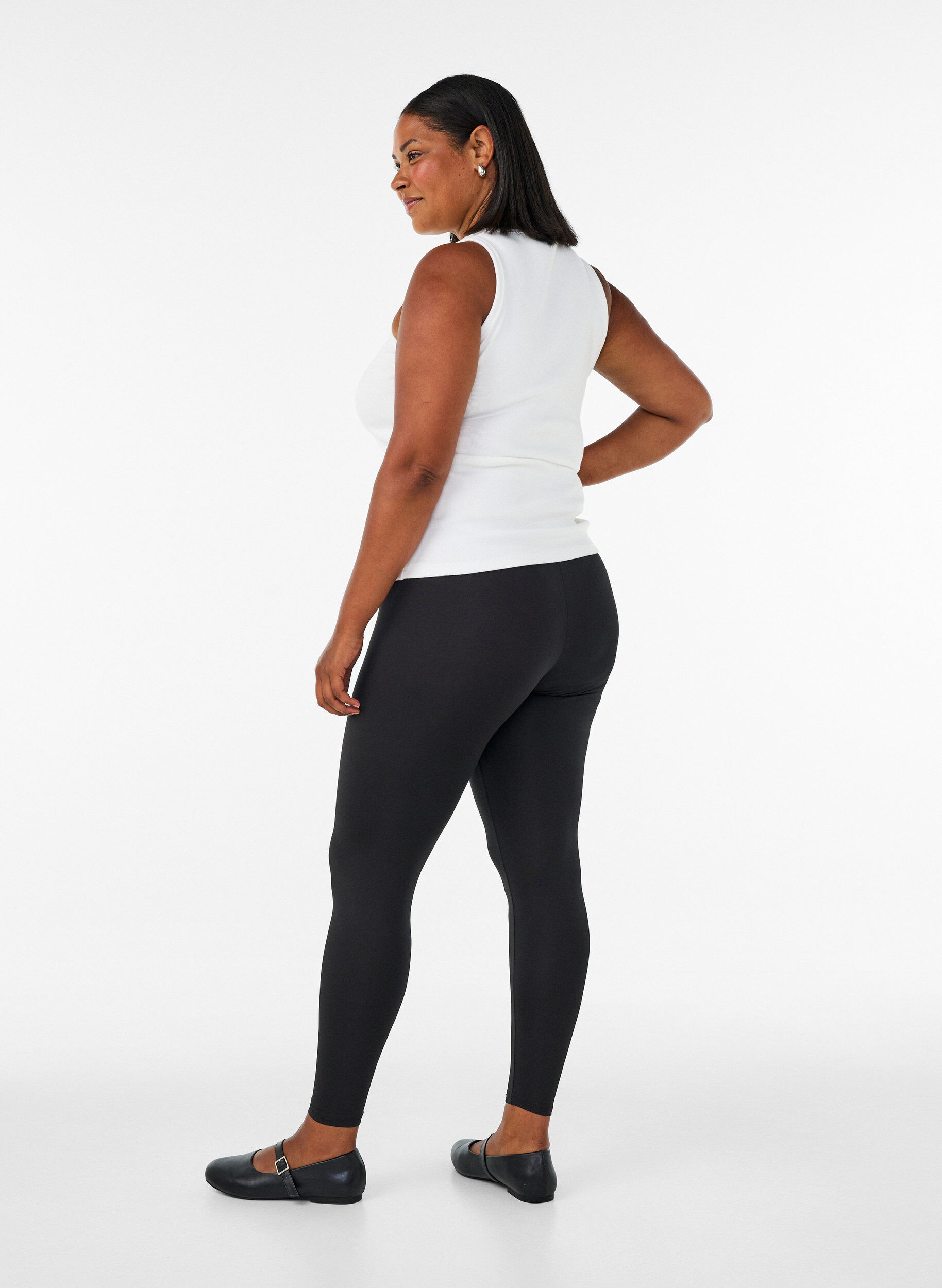 Zizzi2-pack basic -leggingsit, Musta, Model image number 2
