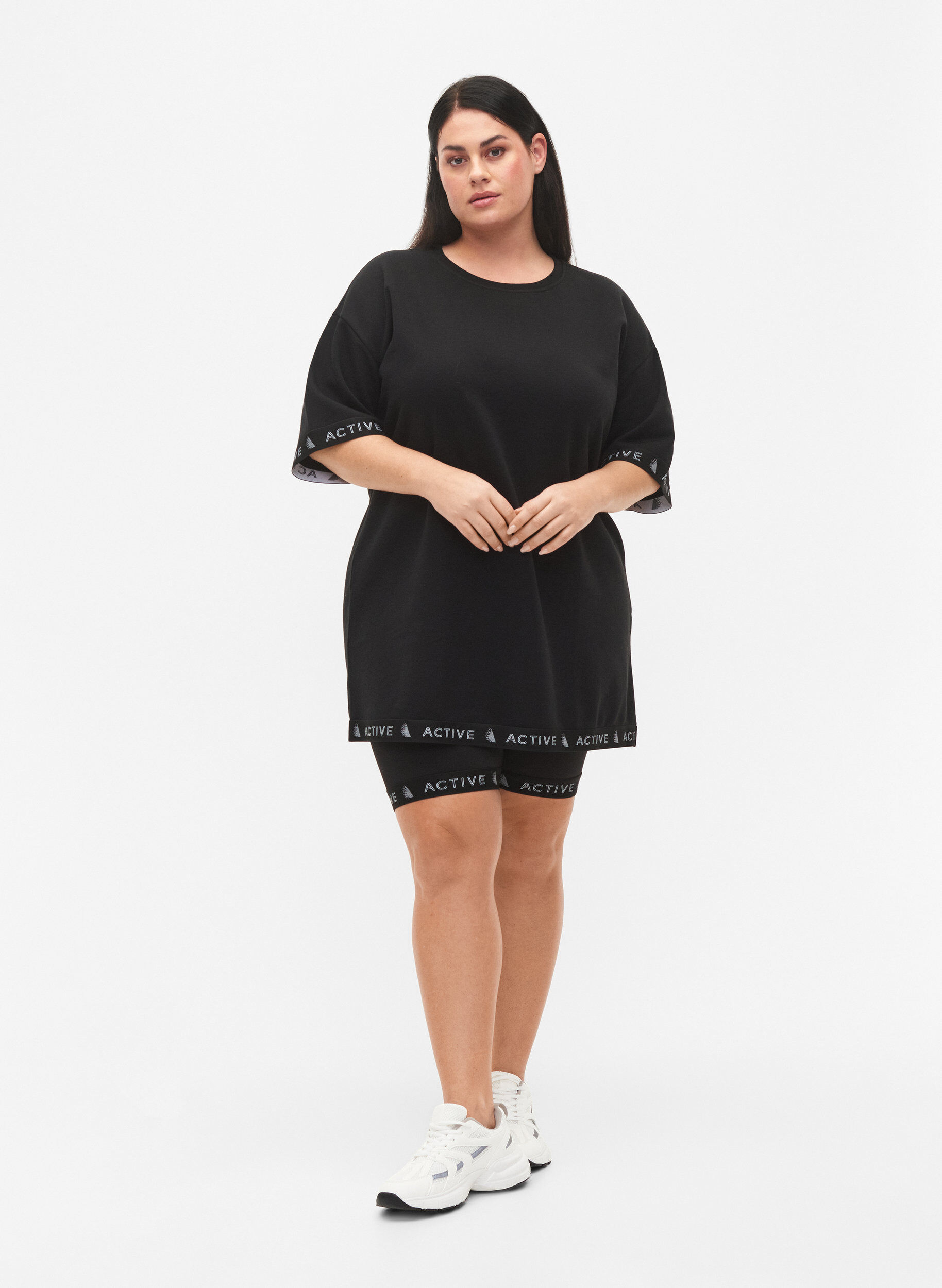 Zizzi Pitk&auml; collegepusero 1/2-hihoilla, Black, Model image number 2