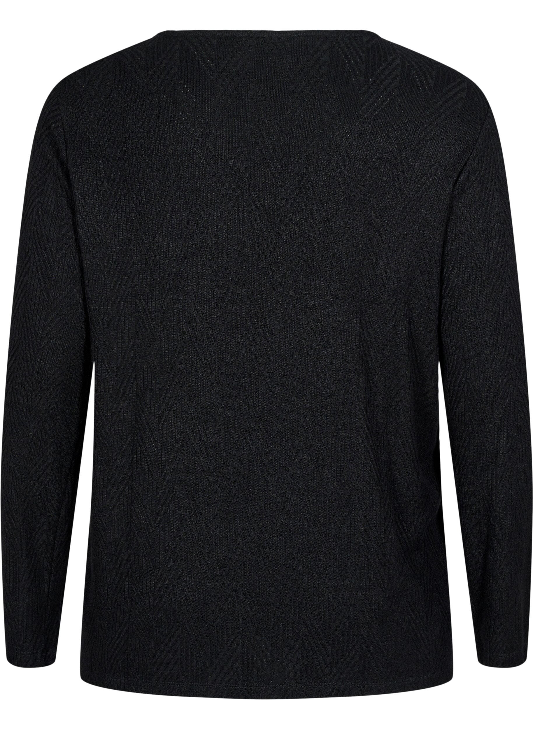 Zizzi Kuvioitu paita pitkill&auml; hihoilla, Musta, Packshot image number 1