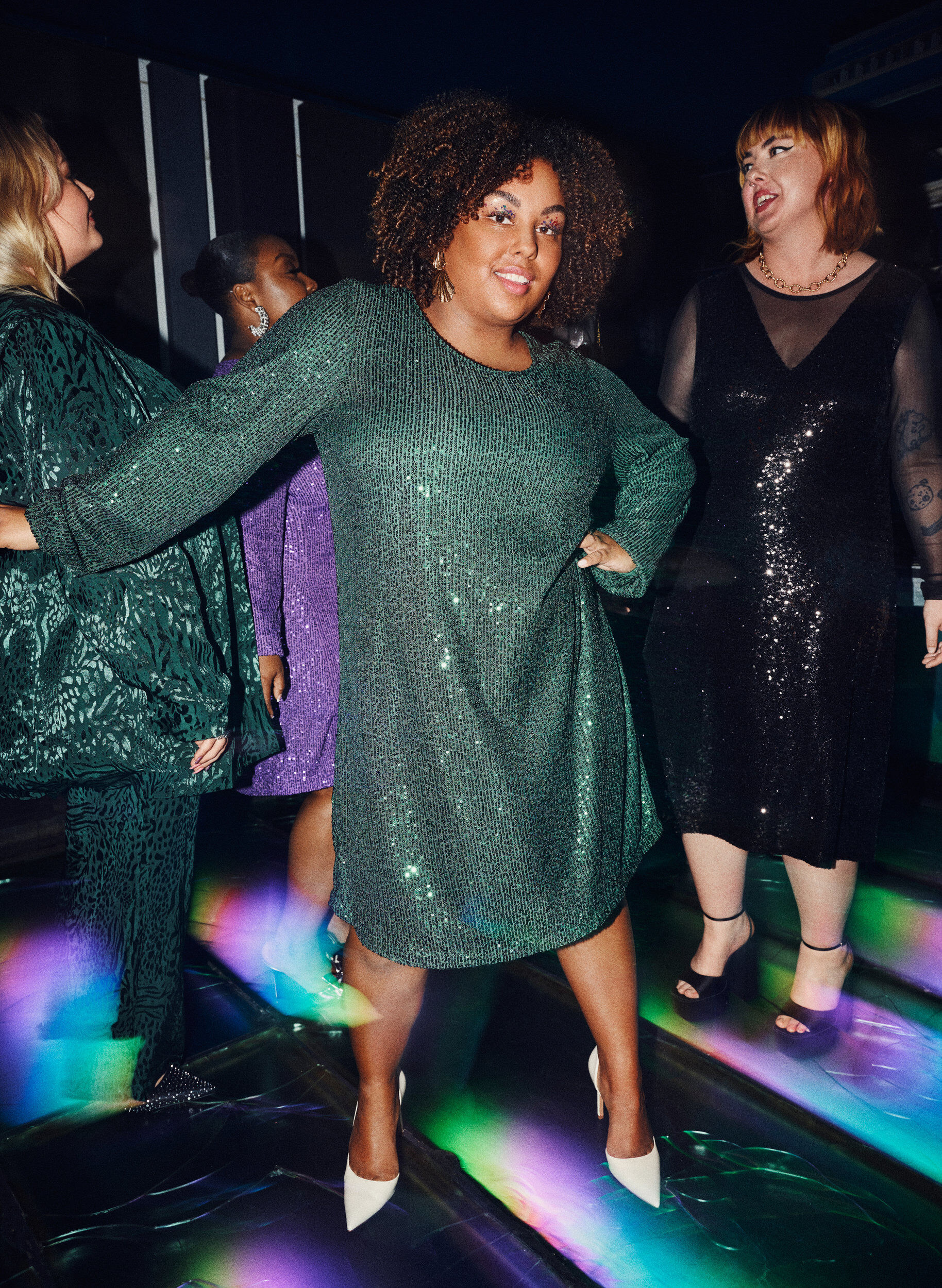 Zizzi Lyhyt paljettimekko pitkill&auml; hihoilla, Scarab, Image image number 0