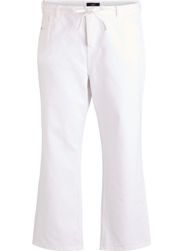 Suoristavat farkut solmittavalla vyöllä, Valkoinen, Packshot image number 0