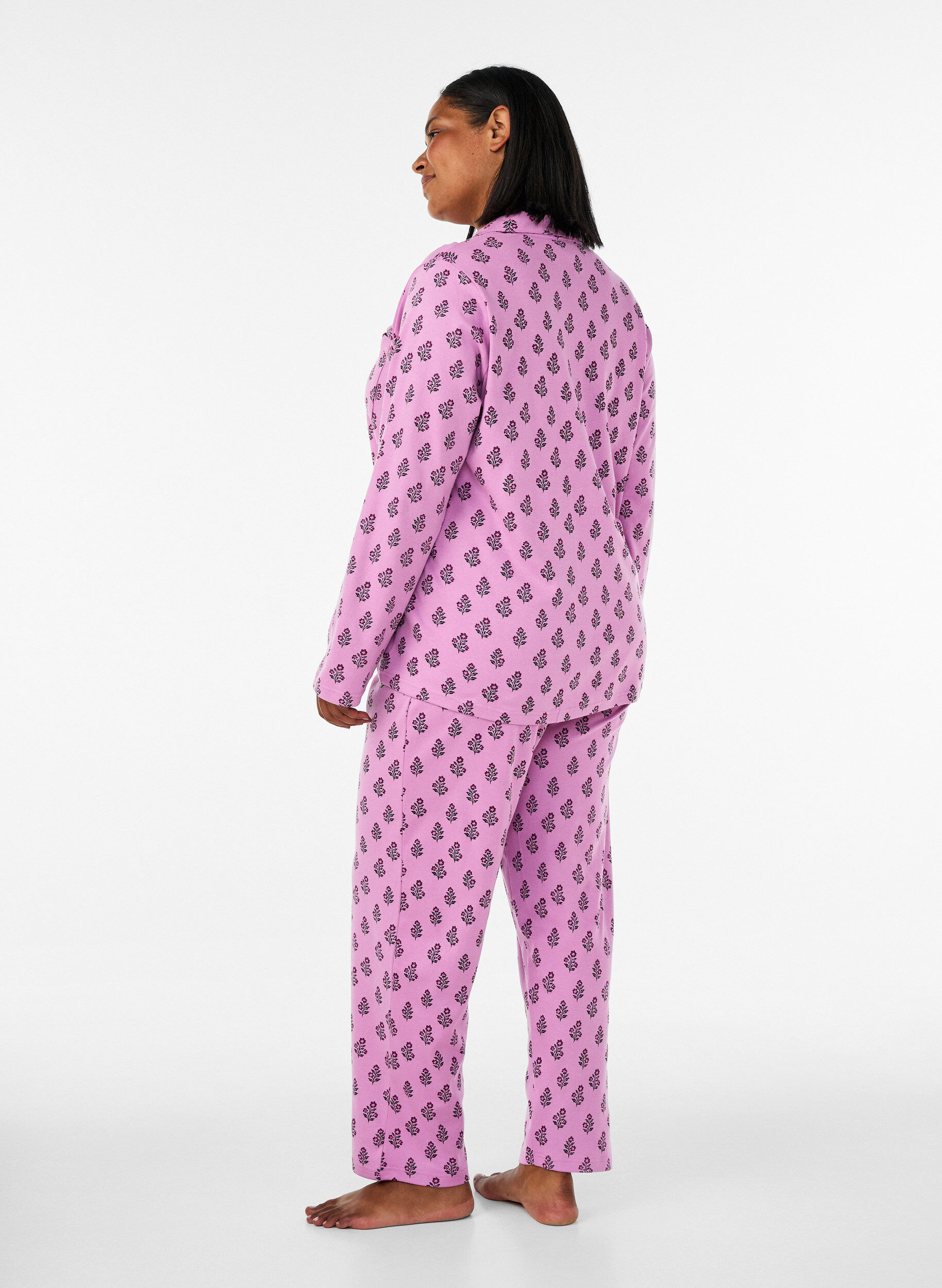ZizziPuuvillapjama -housut korkealla vy&ouml;t&auml;r&ouml;ll&auml;, Vaaleanpunainen, Model image number 1
