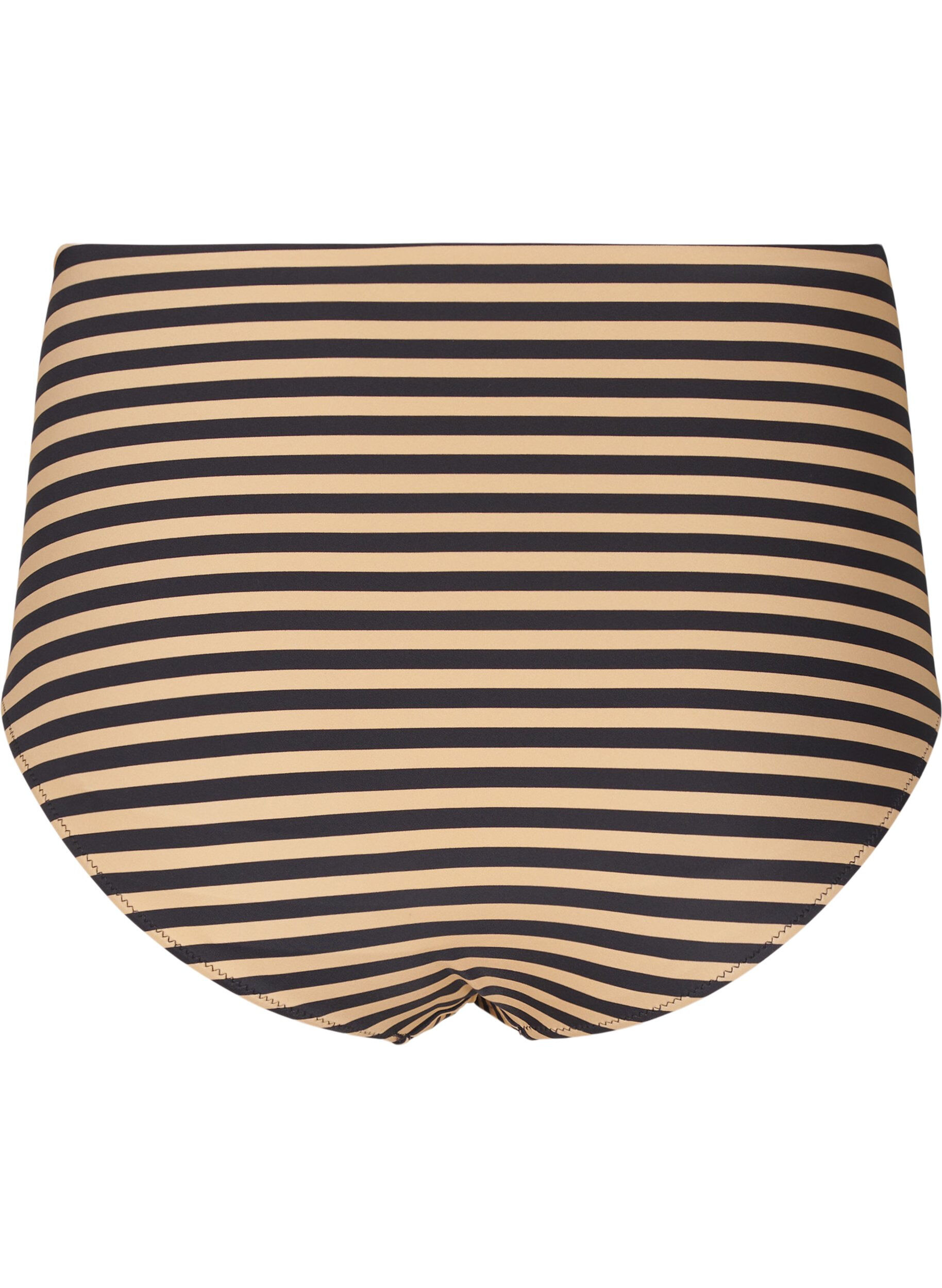 ZizziKorkeavy&ouml;t&auml;r&ouml;iset raidalliset bikinialaosat, Ruskea, Packshot image number 1