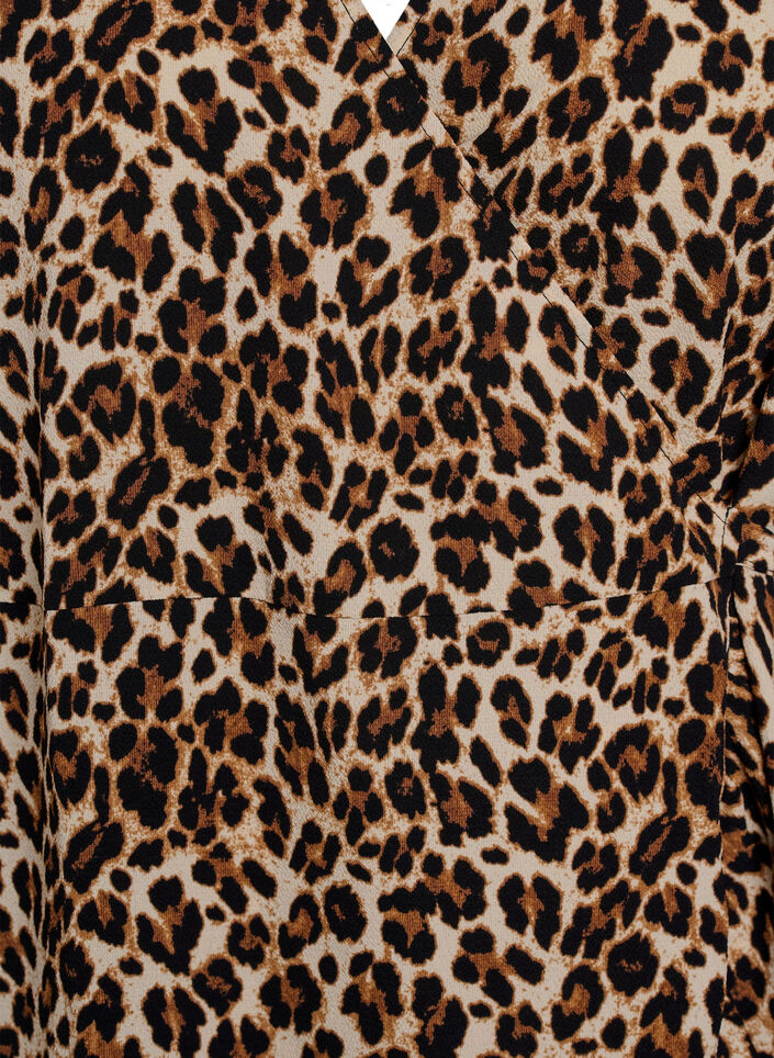 Kuvioitu kietaisumekko lyhyill&auml; hihoilla, Ruskea, Packshot image number 2