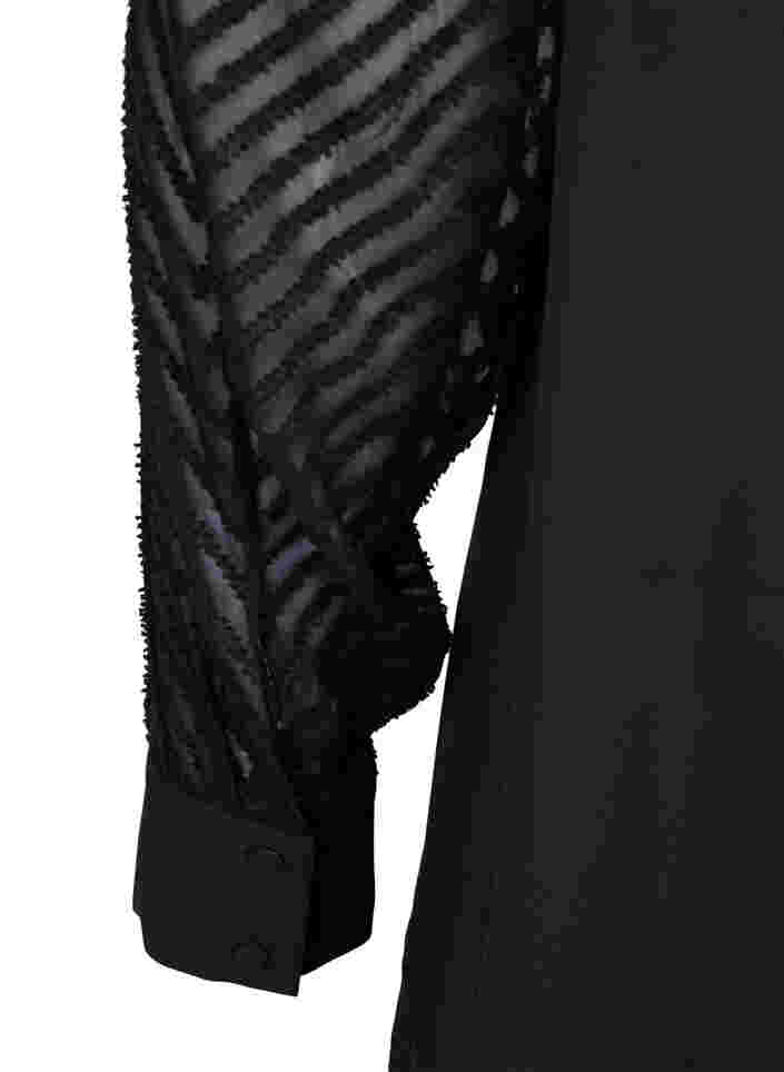 Korkeakauluksinen pusero pitkillä läpinäkyvillä ihoilla, Black, Packshot image number 3