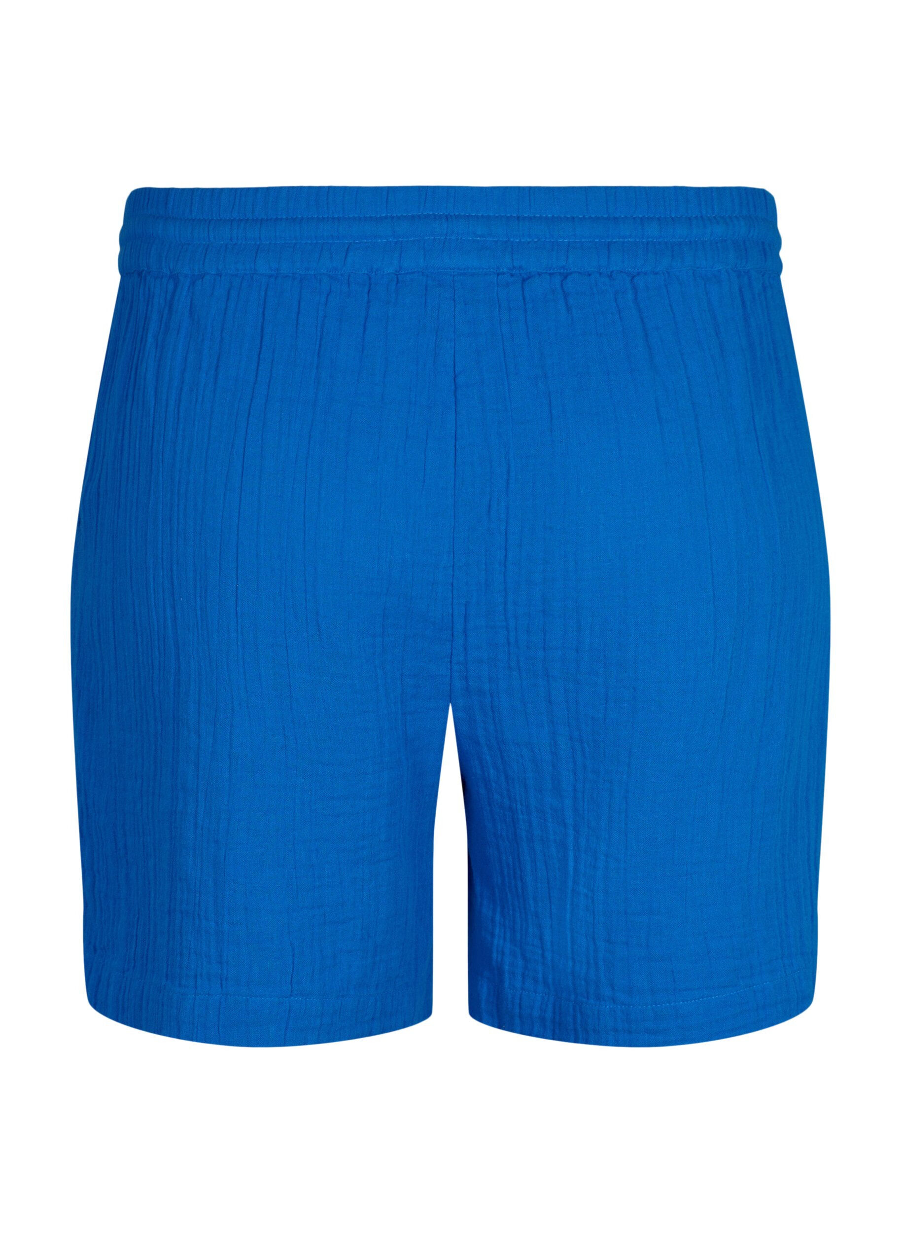 Zizzi Puuvillamusliinishortsit taskuilla, Victoria blue, Packshot image number 1
