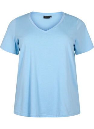 Lyhythihainen t-paita v-pääntiellä, Placid Blue, Packshot image number 0