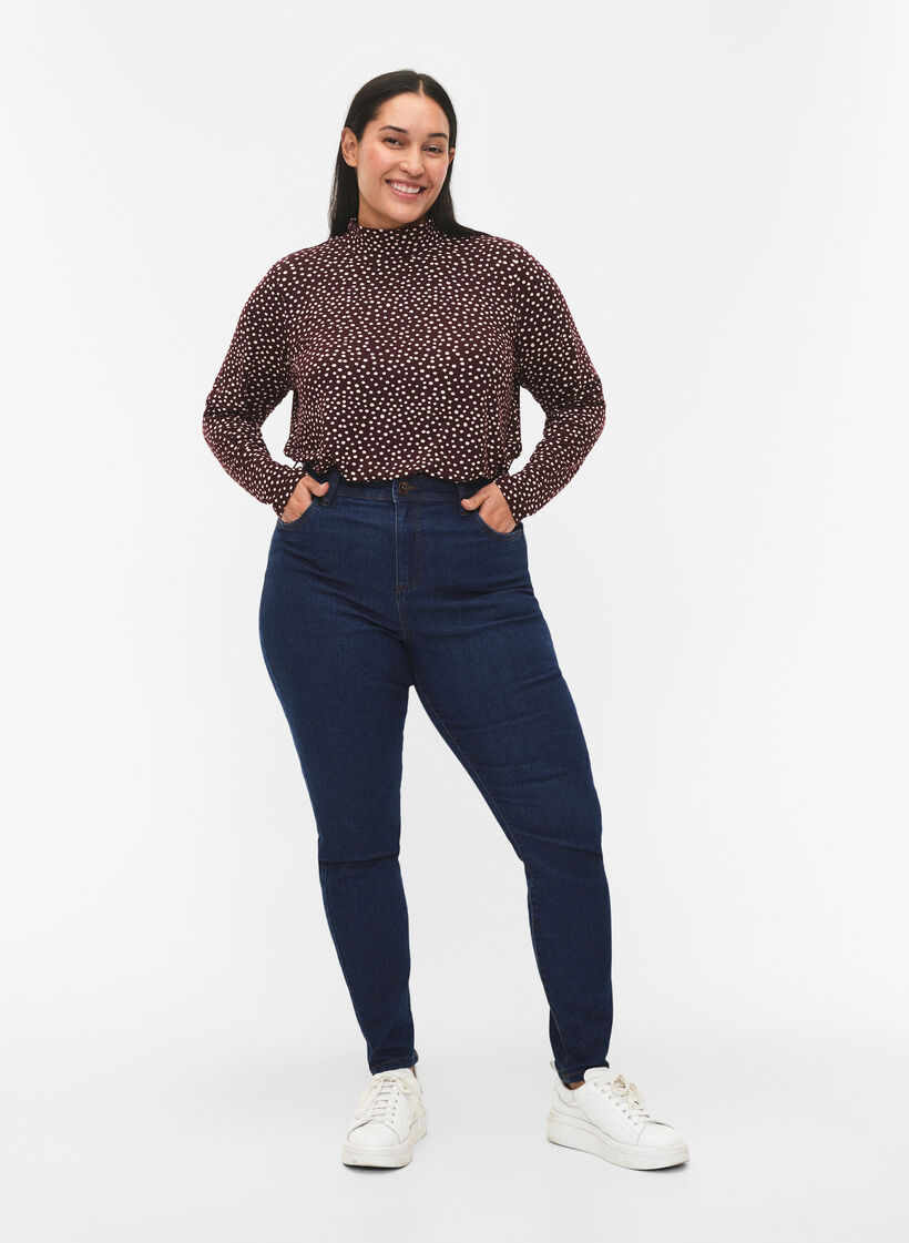 FLASH – Pitkähihainen pusero, jossa on poolokaulus, Tumma Bordeaux, Model image number 1