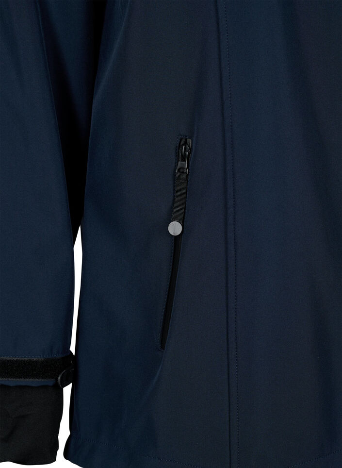 Lyhyt softshell-takki irroitettavalla hupulla, Sininen, Packshot image number 3