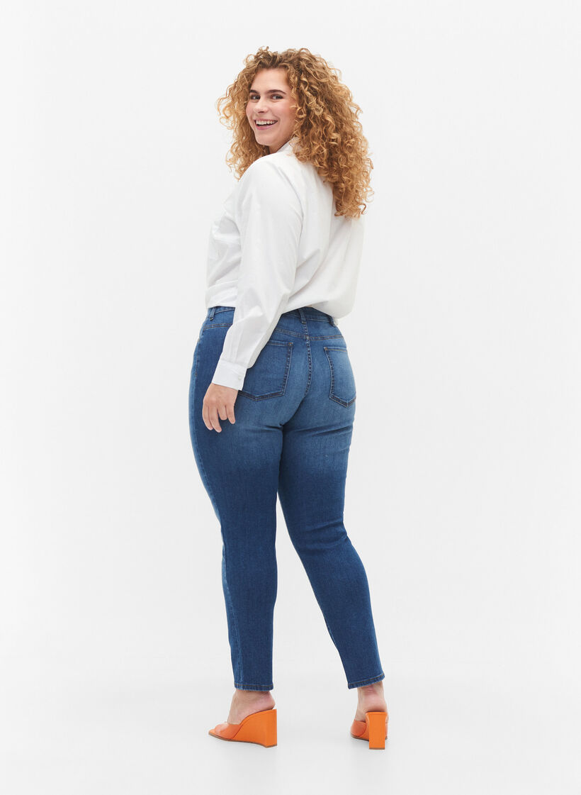 Emily farkut, normaali vyötärö ja slim fit, Blue denim, Model image number 1