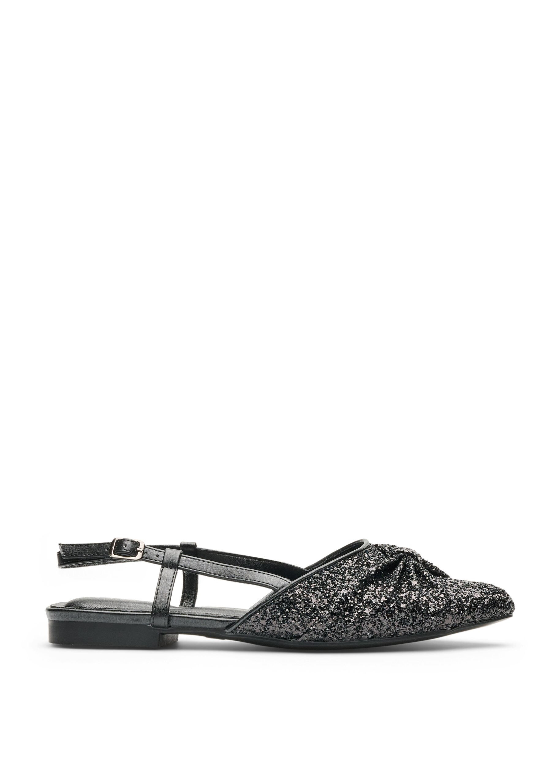 ZizziKimalteleva slingback-korkokenk&auml; rusettikoristeella, Musta, Packshot image number 0