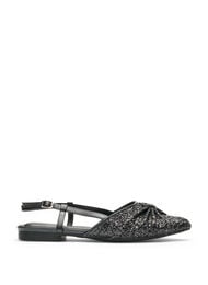 Kimalteleva slingback-korkokenk&auml; rusettikoristeella, Musta
