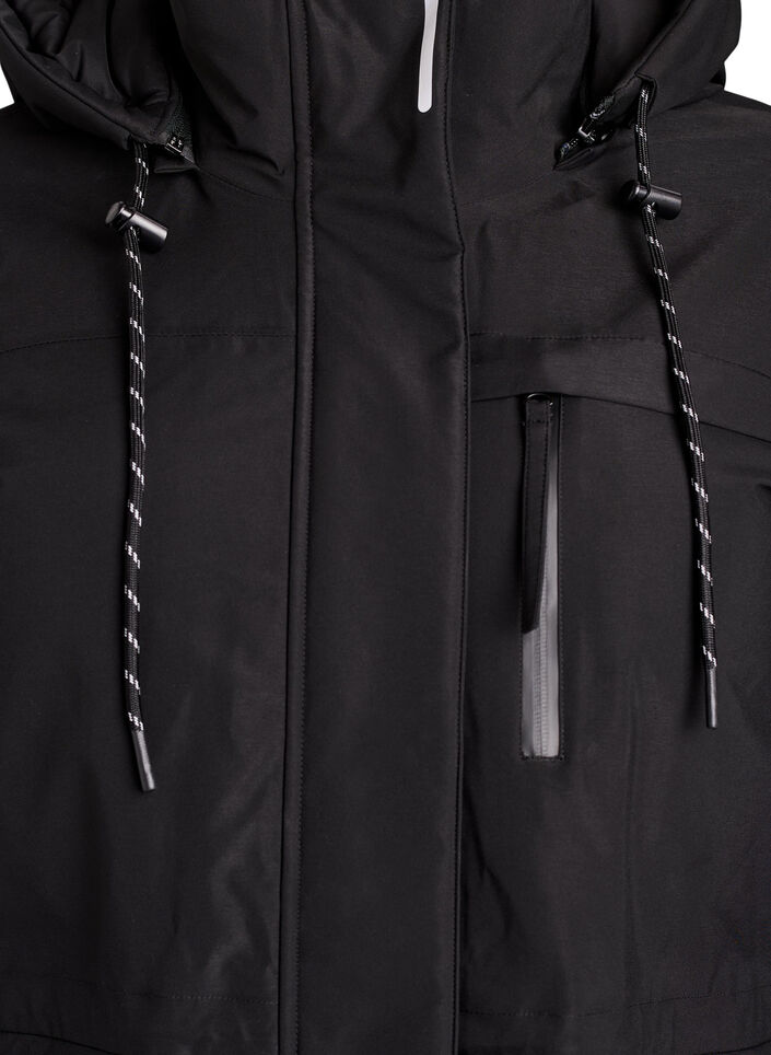 Vett&auml;hylkiv&auml; parka hupulla ja k&auml;yt&auml;nn&ouml;llisill&auml; yksityiskohdilla, Musta, Packshot image number 2