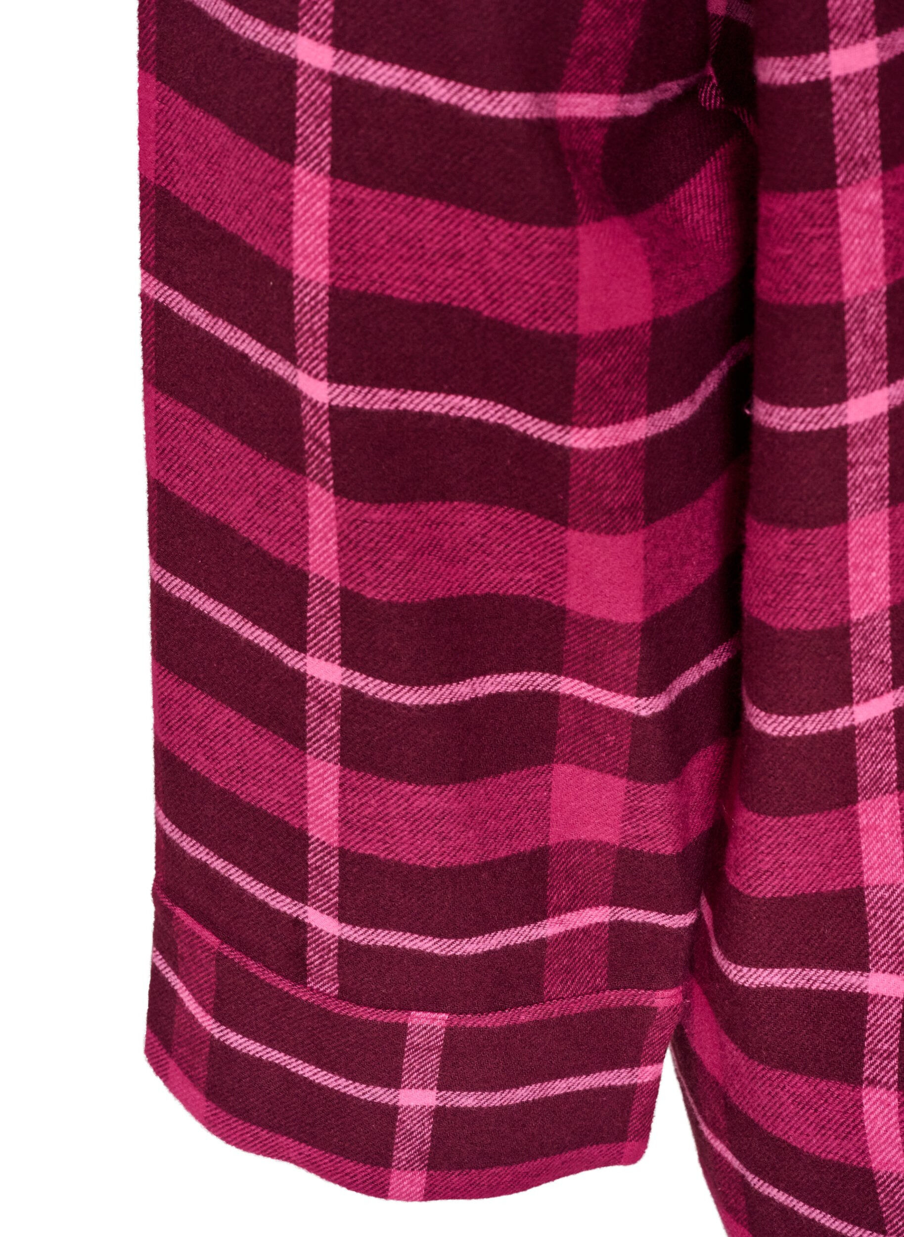 ZizziPitk&auml;hihainen ruudullinen puuvillapyjamapaita, Punainen, Packshot image number 3