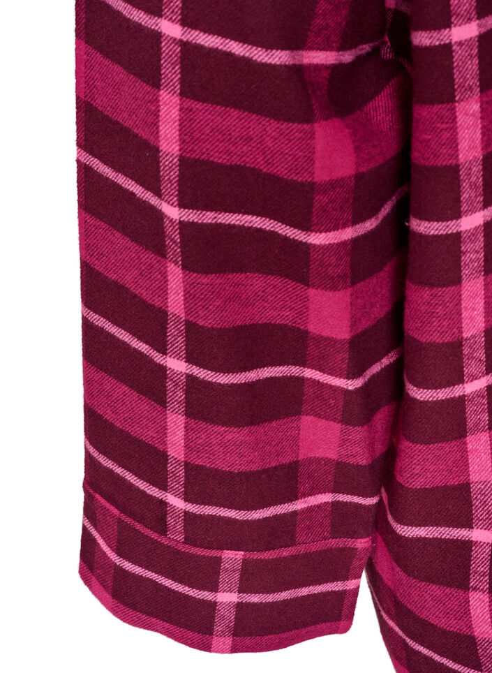 Pitk&auml;hihainen ruudullinen puuvillapyjamapaita, Punainen, Packshot image number 3