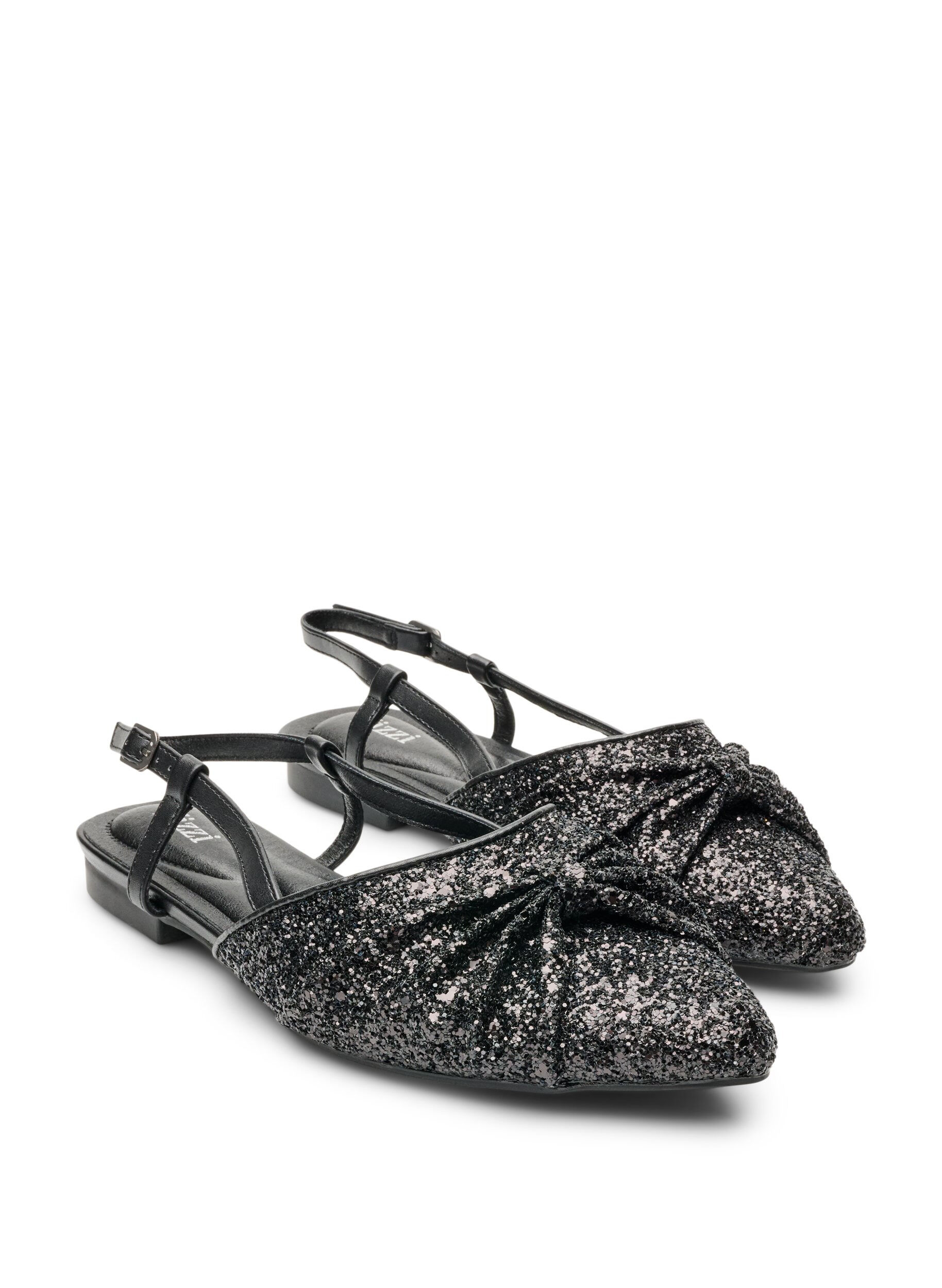 ZizziKimalteleva slingback-korkokenk&auml; rusettikoristeella, Musta, Packshot image number 1