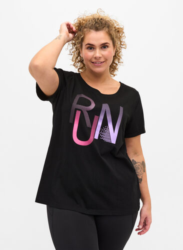 T-paita printillä treeniin , Black Run, Model image number 0