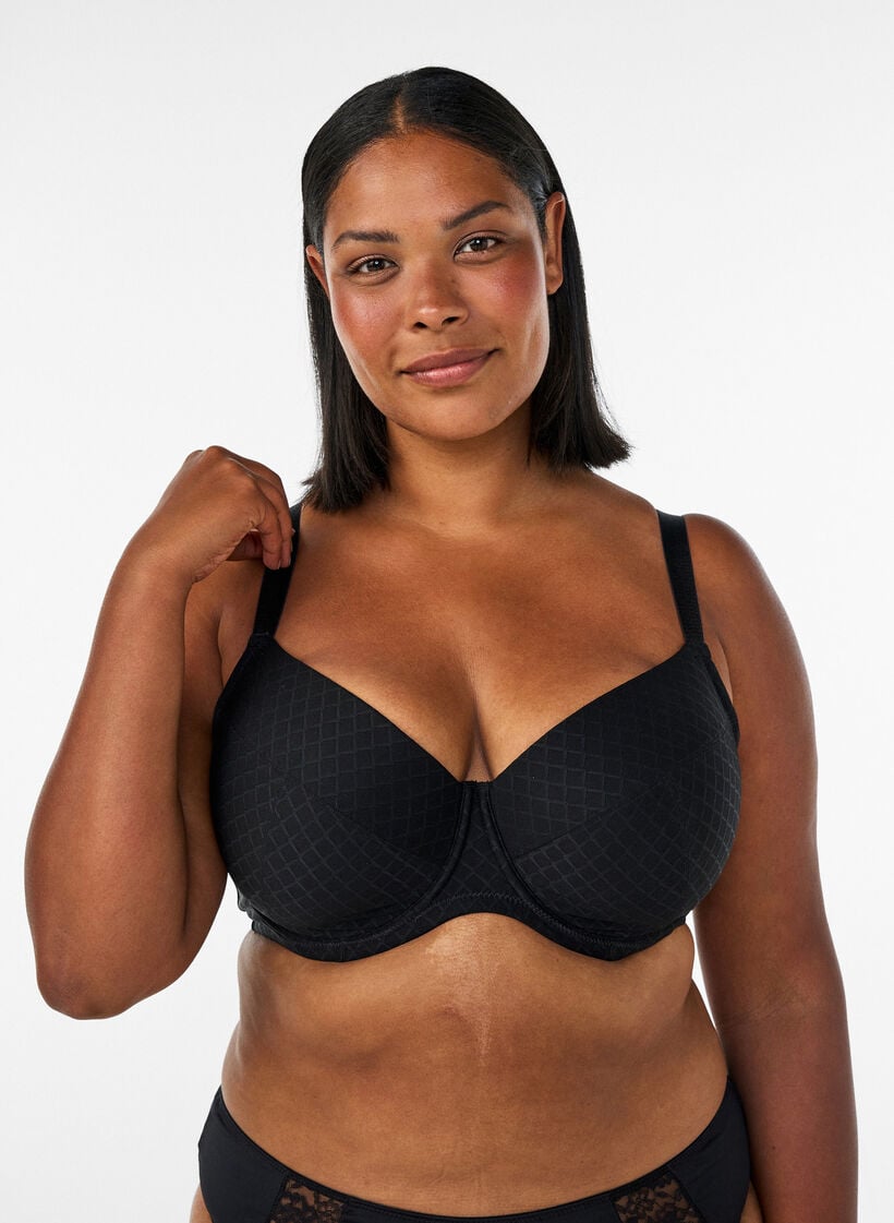 Topatut mikrokuiturintaliivit ruutukuviolla, Musta, Model image number 0