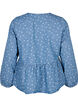 Farkkukankainen peplum-pusero, jossa on nauhakiinnitys, Light Blue w.Flowers, Packshot image number 1