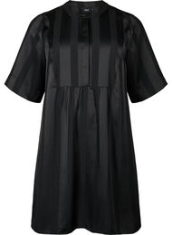 Raidallinen A-linjainen mekko, jossa on 1/2 -hihat, Black