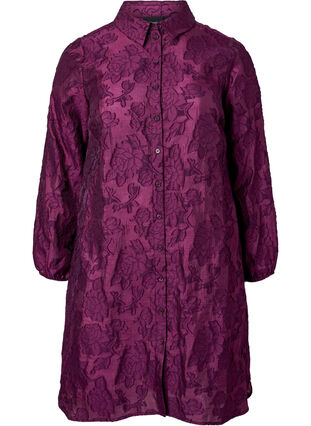Pitkä jacquard-paita, Dark Purple, Packshot image number 0