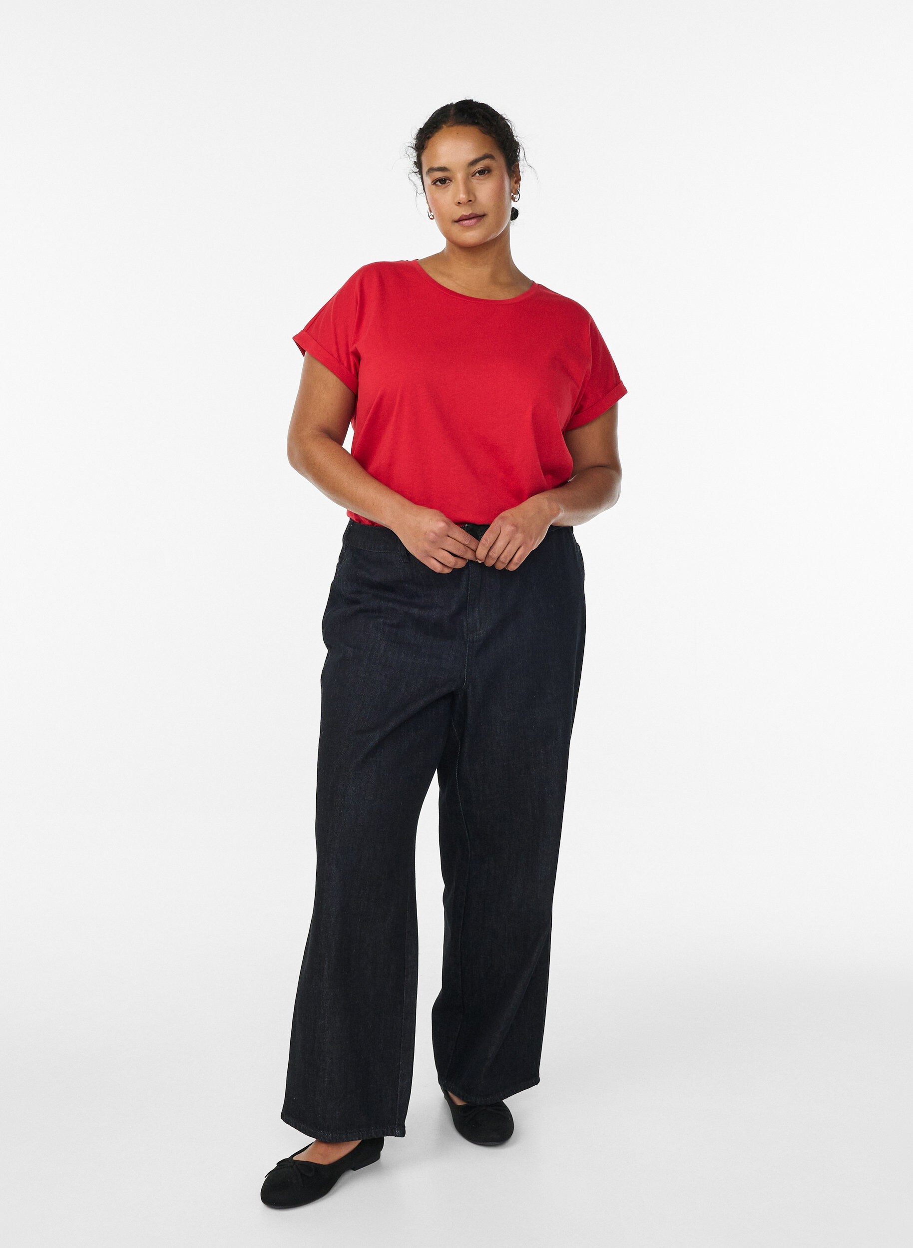 Zizzi Lyhythihainen t-paita puuvillasekoitteesta, Punainen, Model image number 1