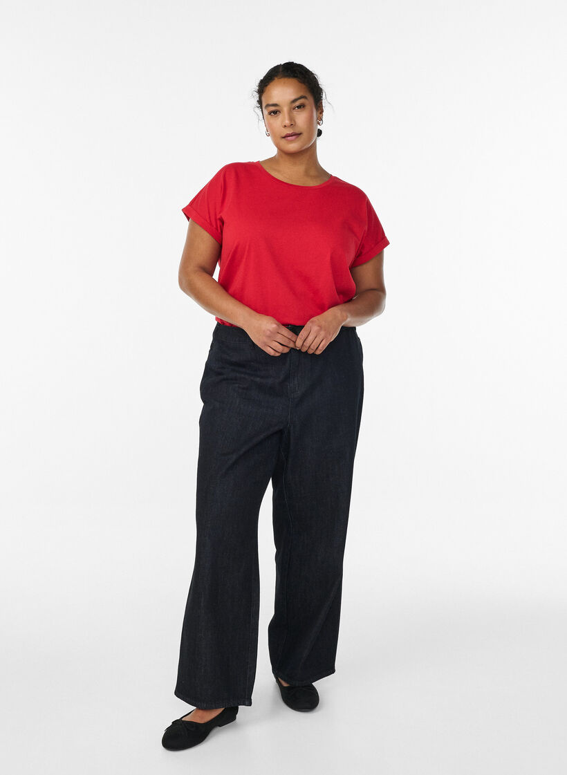 Lyhythihainen t-paita puuvillasekoitteesta, Punainen, Model image number 1