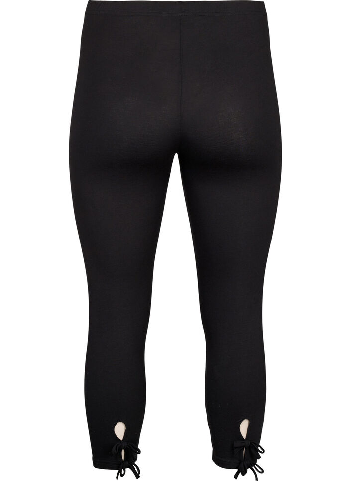 3/4-pituiset leggingsit viskoosista rusetilla, Black, Packshot image number 1