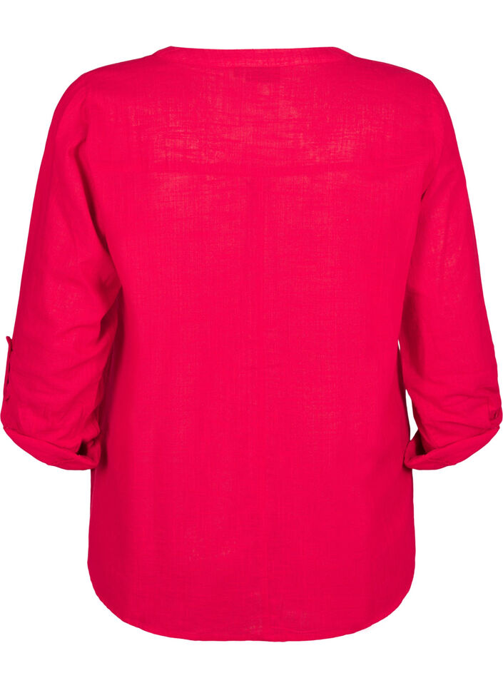 Puuvillainen puseropaita v-kaula-aukolla, Punainen, Packshot image number 1