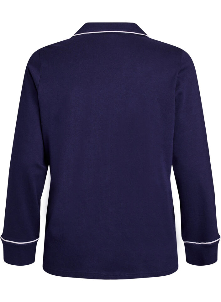 Puuvillainen pyjamapaita rintataskulla, Sininen, Packshot image number 1