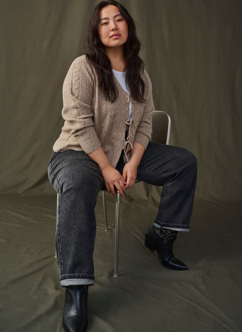 Neuletakki, jossa on nauhayksityiskohtia, Simply Taupe Mel., Image image number 1