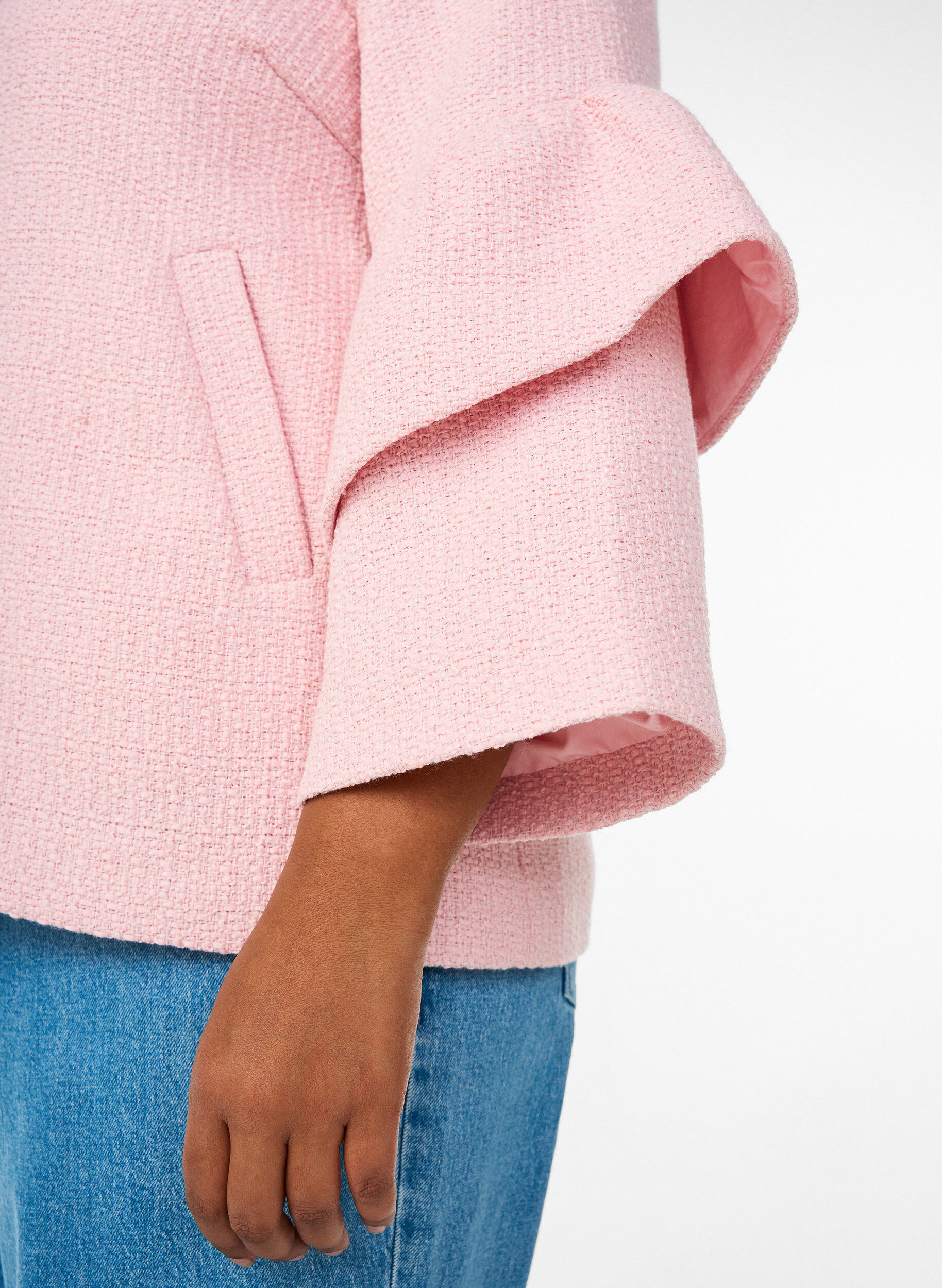 ZizziBoucl&eacute;-takki r&ouml;yhel&ouml;yksityiskohdilla, Vaaleanpunainen, Model image number 3