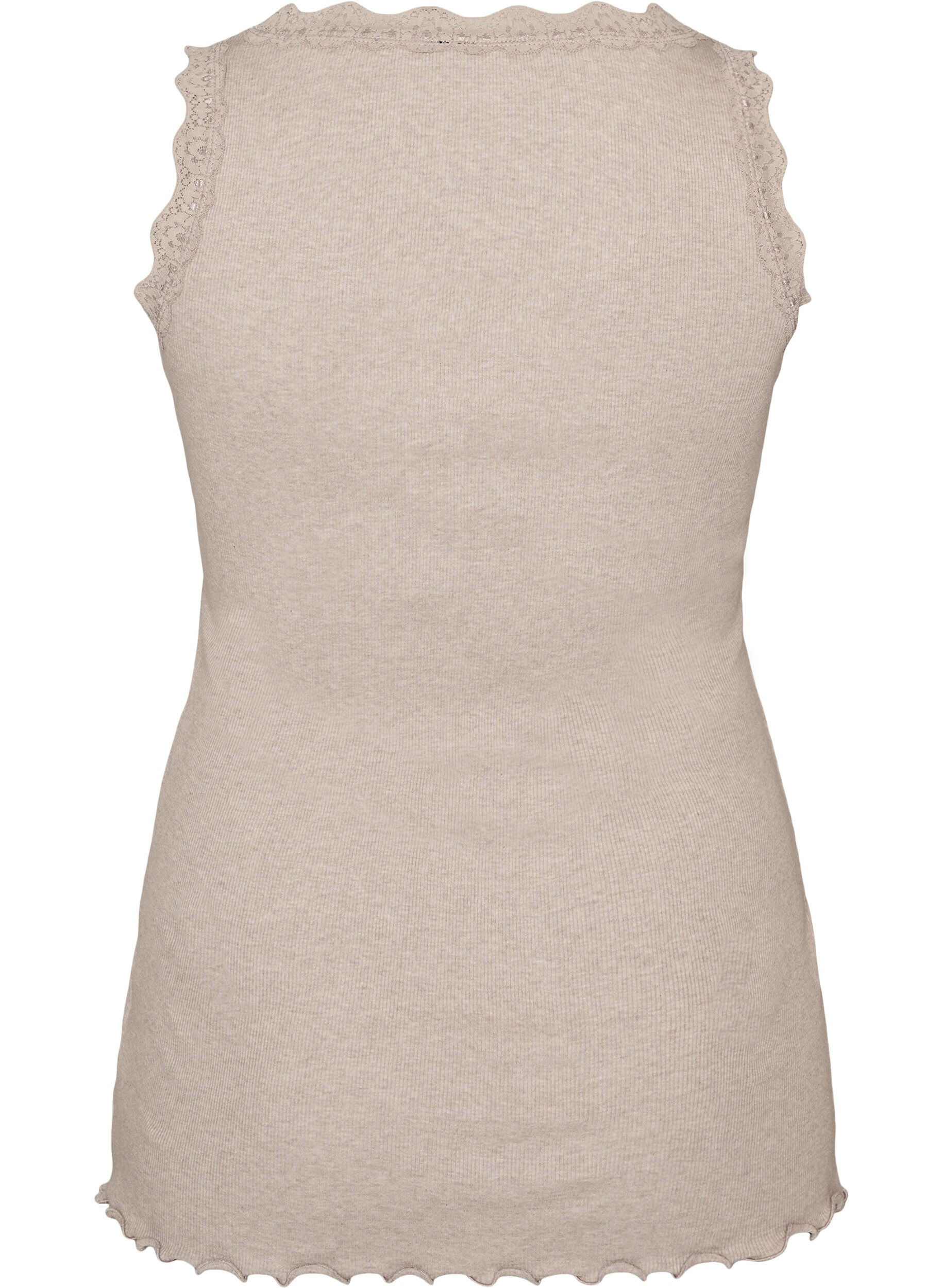 ZizziRibattu toppi pitsireunuksella, Beige, Packshot image number 1