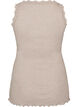 Ribattu toppi pitsireunuksella, Beige, Packshot image number 1