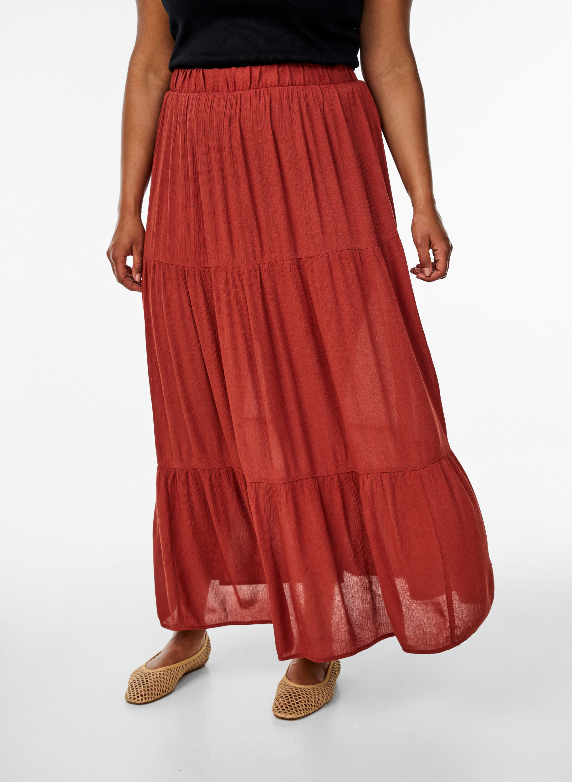 ZizziPitk&auml; hame joustavalla vy&ouml;t&auml;r&ouml;ll&auml;, Punainen, Model image number 2