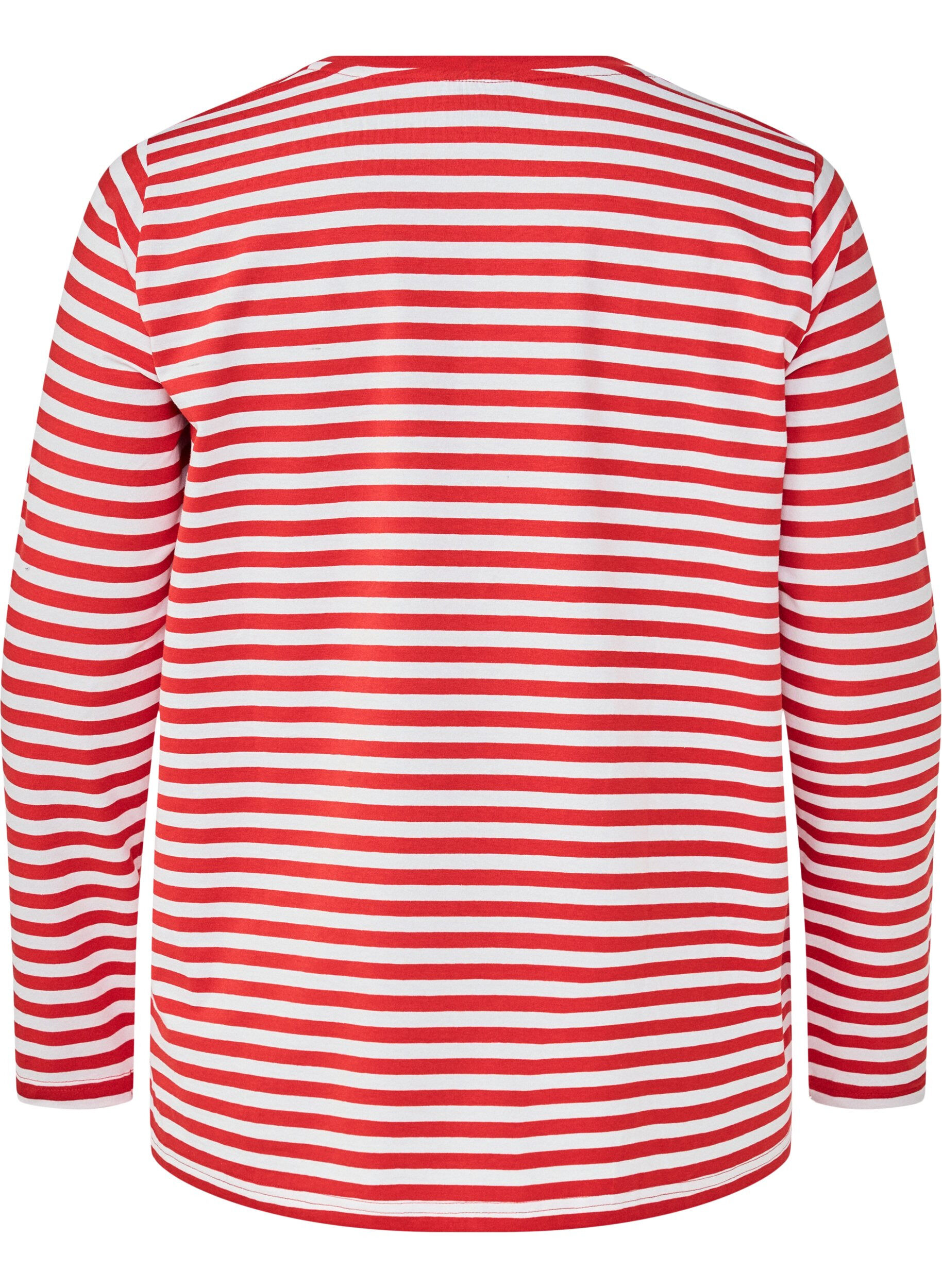 Zizzi Raidallinen pusero printill&auml;, Whitew.FlameS.Stripe, Packshot image number 1