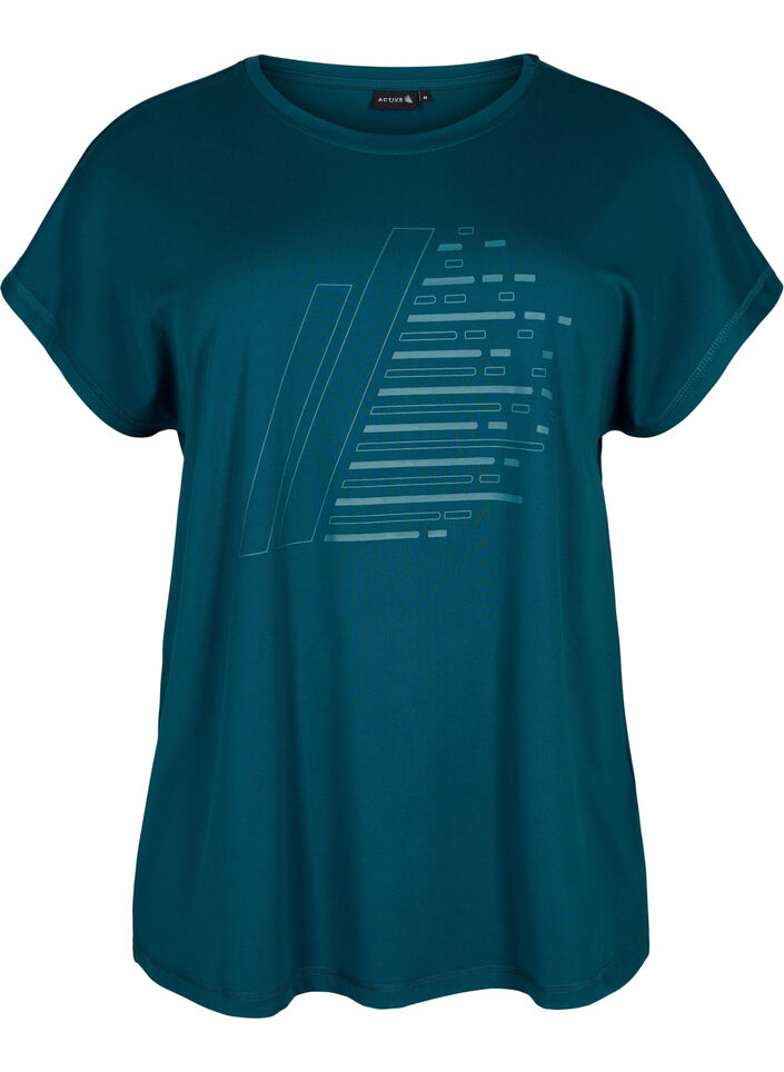 Lyhythihainen t-paita treeniin kuosilla, Deep Teal/Pacific, Packshot image number 0